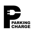 Parking charging original sign. Plug in letter P.