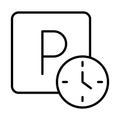 Parking clock hours warning transport line style icon design