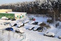 Parking covered with snow. Balashikha, Russia