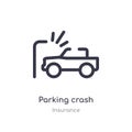 parking crash outline icon. isolated line vector illustration from insurance collection. editable thin stroke parking crash icon