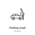 Parking crash outline vector icon. Thin line black parking crash icon, flat vector simple element illustration from editable Royalty Free Stock Photo