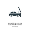 Parking crash vector icon on white background. Flat vector parking crash icon symbol sign from modern insurance collection for