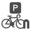 Parking for cyclists solid icon, outdoor sport concept, parking for bike sign on white background, Bicycle parking icon Royalty Free Stock Photo