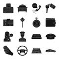 Parking, dispatcher, taxi driver are all for taxi service. Taxi set collection icons in black style vector symbol stock