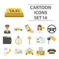 Parking, dispatcher, taxi driver are all for taxi service. Taxi set collection icons in cartoon style vector symbol