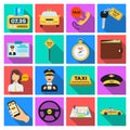 Parking, dispatcher, taxi driver are all for taxi service. Taxi set collection icons in flat style vector symbol stock