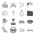 Parking, dispatcher, taxi driver are all for taxi service. Taxi set collection icons in monochrome style vector symbol