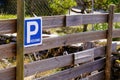 Parking du personnel p text sign panel road sign staff car park place vehicle parked Royalty Free Stock Photo