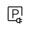 Parking electric car icon vector. Isolated contour symbol illustration Royalty Free Stock Photo