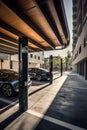 Parking electric cars, Charging stations, fast charging cars AI generated