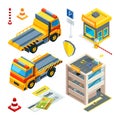 Parking and evacuation cars. Vector isometric transport