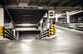 Parking garage in basement, underground interior