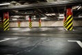 Parking garage in basement, underground interior