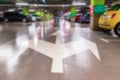 Parking garage blurred. Empty road asphalt background in soft focus. Car lot parking space in underground city garage. Modern Royalty Free Stock Photo