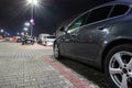 Parking garage. Empty road asphalt background. Car lot parking space in underground city garage. Modern underground parking Royalty Free Stock Photo