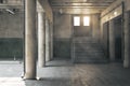 Parking garage underground interior with concrete columns Royalty Free Stock Photo