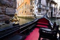 Parking gondolas on the pier in Grand Canal Royalty Free Stock Photo