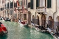 Parking gondolas in Venice Royalty Free Stock Photo