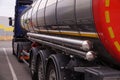 Parking by the highway. Tanker truck while parking in a parking lot Royalty Free Stock Photo