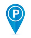 Parking icon blue map marker.