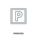 Parking icon. Outline thin line style from airport icons collection. Pixel perfect Parking icon for web design, apps Royalty Free Stock Photo