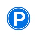 Parking icon round sign. Park symbol circle