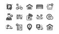 Parking icons. Garage, Valet servant and Paid parking. Classic icon set. Vector