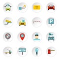 Parking icons set, flat style