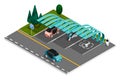 Parking Isometric Colored Composition