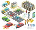 Parking Isometric Elements Set