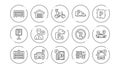 Parking line icons. Garage, Valet servant and Paid parking. Linear icon set. Vector