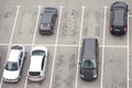 Parking lot of cars on asphalt aerial view Royalty Free Stock Photo