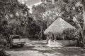 Parking lot at the cave sinkhole cenote Tajma ha Mexico