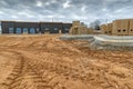 Parking Lot Dirt Work Behind New Restaurant Construction Royalty Free Stock Photo