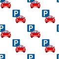 Parking Lot Flat Icon Seamless Pattern