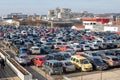 Parking lot at the flea market U Elektry in Prague, Czech Republic