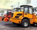 At the parking lot of garbage trucks, tractors Royalty Free Stock Photo