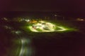 Parking lot at a gas station for trucks seen at night. Royalty Free Stock Photo