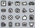 Parking Or Parking Lot Icons White On Black Sticker Set Big