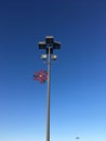 Parking Lot Lighting with Holiday Decor Royalty Free Stock Photo