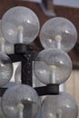 Parking lot lighting with misted Round lamps