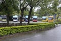 Parking lot of parkview hotel in rain Royalty Free Stock Photo