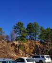 Parking lot in the Pinnacle mountain state park Royalty Free Stock Photo