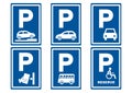 Parking lot, road signs, set, vector icon Royalty Free Stock Photo