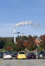 Parking Lot & Smoke Stack Royalty Free Stock Photo