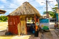 Parking lot stores shops restaurants ticket hut entrance Coba ruins