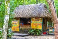 Parking lot stores shops restaurants ticket hut entrance Coba ruins Royalty Free Stock Photo