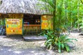 Parking lot stores shops restaurants ticket hut entrance Coba ruins Royalty Free Stock Photo