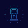 Parking machine icon, thin line vector Royalty Free Stock Photo
