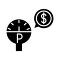 Parking meter device money transport silhouette style icon design Royalty Free Stock Photo